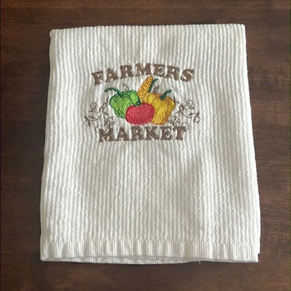 White Cotton Farmers Market Vegetables Kitchen Bar-Mop 18” by 16”